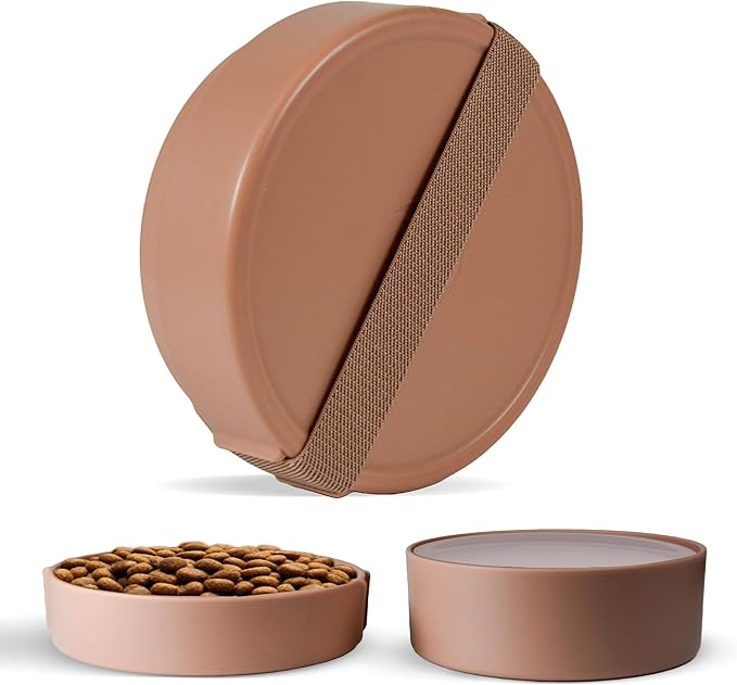 Barkin' Trails Travel Dog Bowl, Portable Outdoor Water, Mocha