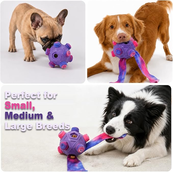 Dog Snuffle Ball - Upgraded Polar Fleece Interactive Puzzle Dog Toys, Durable Natural Rubber Slow Feeder & Treat Puzzle for Mental Stimulation, Foraging Enrichment Toy for Small Medium Dogs