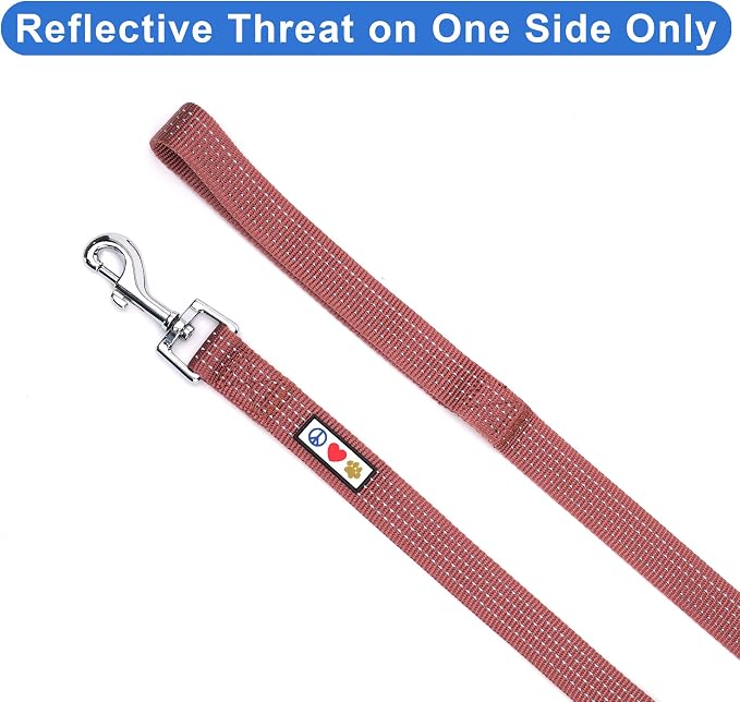 Pawtitas Marsala Brown Dog Leash 6 ft M/L Reflective Durable Lightweight Dog Lead for Medium or Large Dogs and Puppies