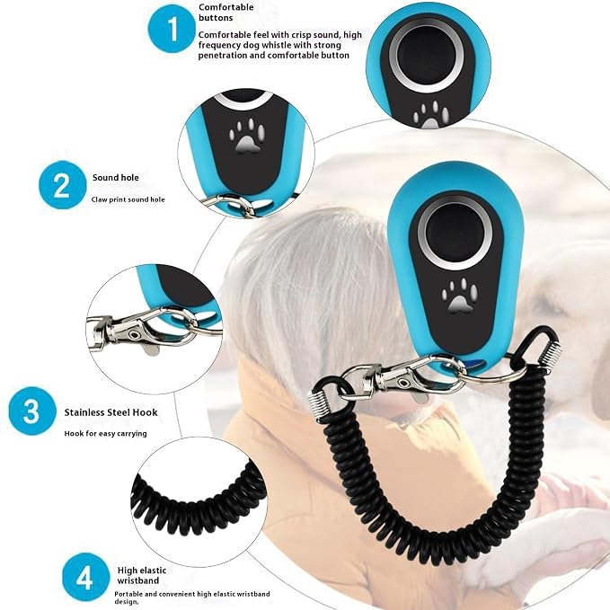 URBEST Pet Training Clicker with Wrist Strap, 4 Pcs, Circle
