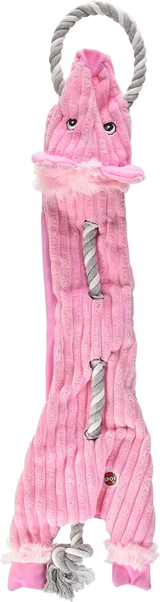 SPOT Skinneeez Barnyard Tug Dog Toy - Rope Design for Strong Chewers, Squeaker & Crinkle, Stuffing-Free, Tug Toy for Medium to Large Dogs & Puppies -23 inch, Style Varies