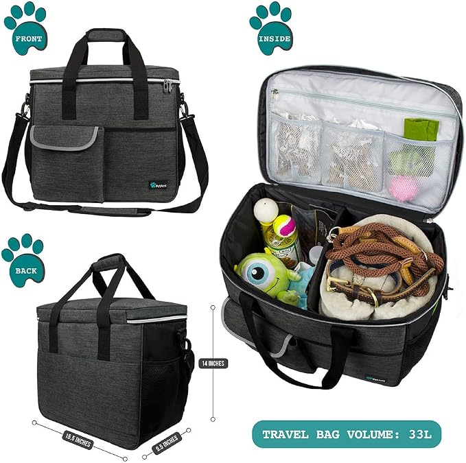 PetAmi Dog and Cat Travel Bag, Charcoal, Large
