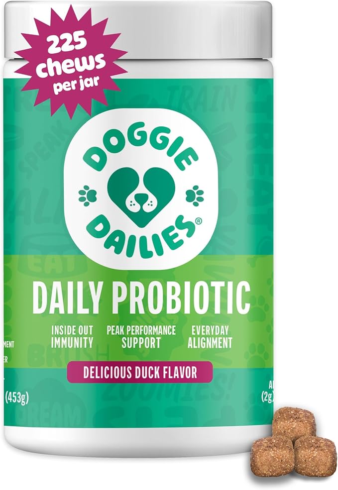 Doggie Dailies Daily Probiotic Soft Chews for Dogs, Duck, 225 Count