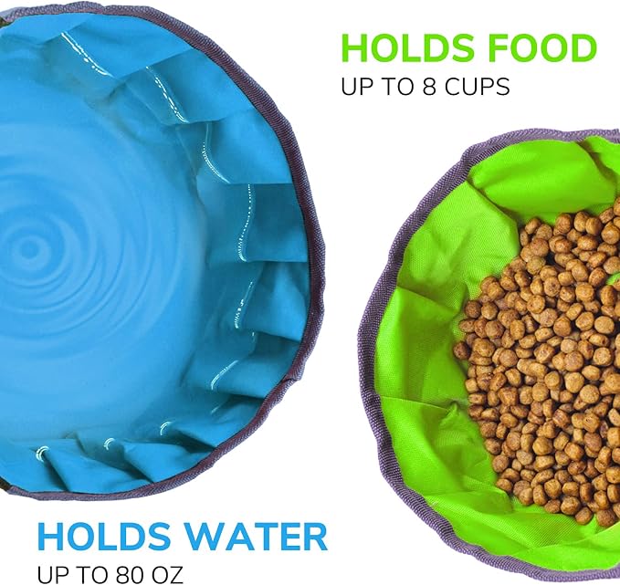 LumoLeaf Collapsible Dog Travel Bowl, 2 Pack, 68oz/80oz (8+10 Cups)