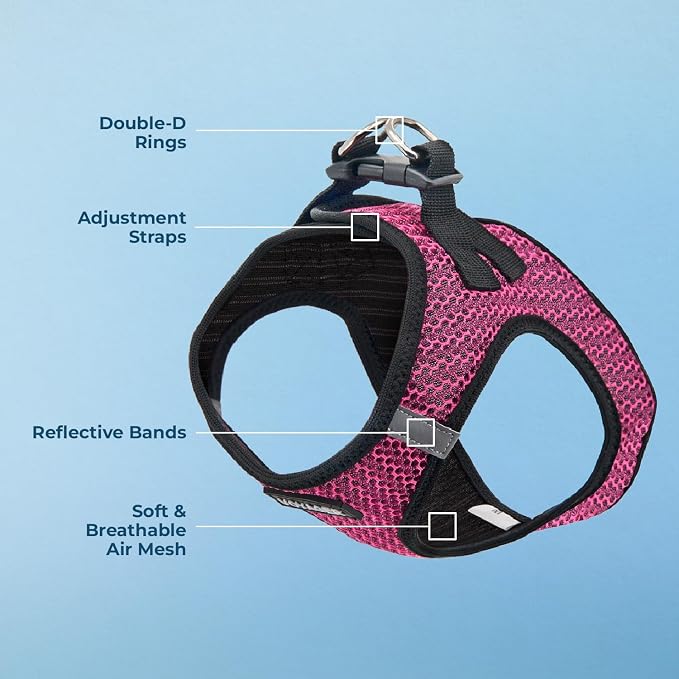 Voyager Step-in Air Dog Vest Harness - Fuchsia 2-Tone, X-Large | 20.5 - 23" in Chest, Reflective Bands, All Weather Breathable Air Mesh, Cats Compatible, Lightweight, Fast Drying