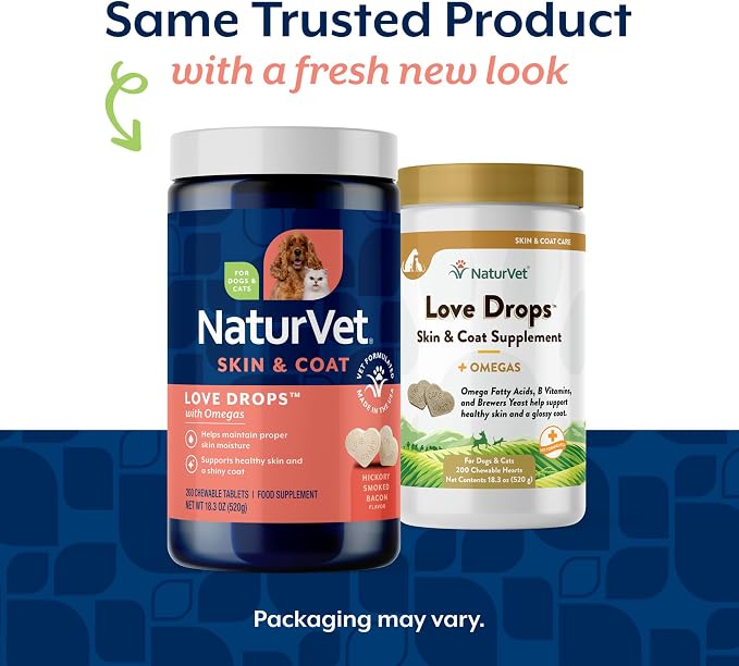 NaturVet Love Drops Plus Omegas Skin & Coat Supplement for Dogs - 200 Ct