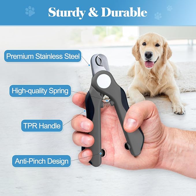 Swihauk Heavy Duty Dog Nail Clippers with Nail File, Gray