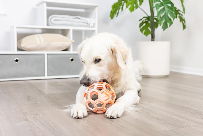 Chuckit! Holee Roller Dog Treat Puzzle Ball, Large (3"), Orange – Interactive Treat & Chew Puzzle Toy for Dogs 60–100 lb – Durable Rubber Fetch Ball for Mental Stimulation – Pack of 1