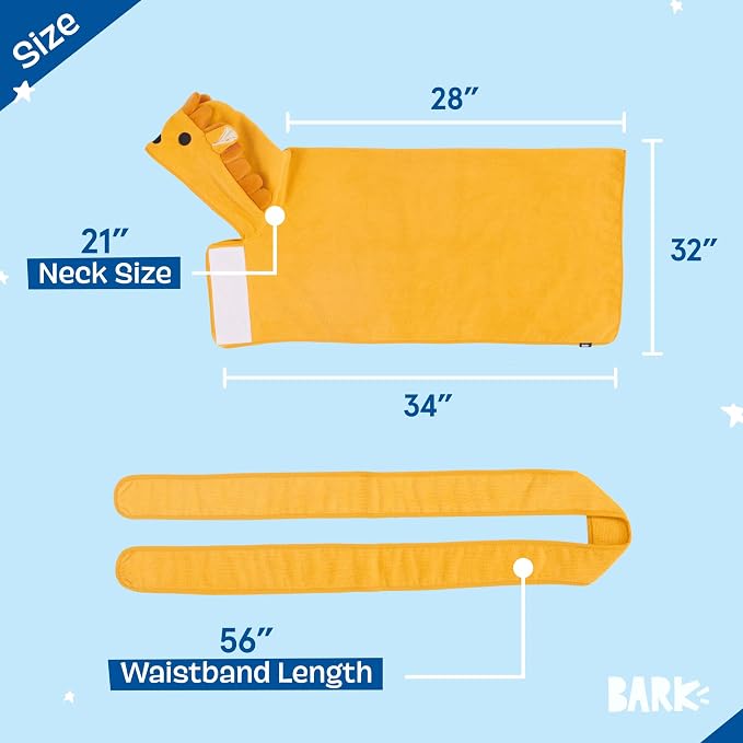 BARKBOX Dog Bathrobe - for Dogs - Large | Fast Drying, Microfiber Bath Towel - Hook & Loop Closure and Wrap Tie - Machine Washable - Lion