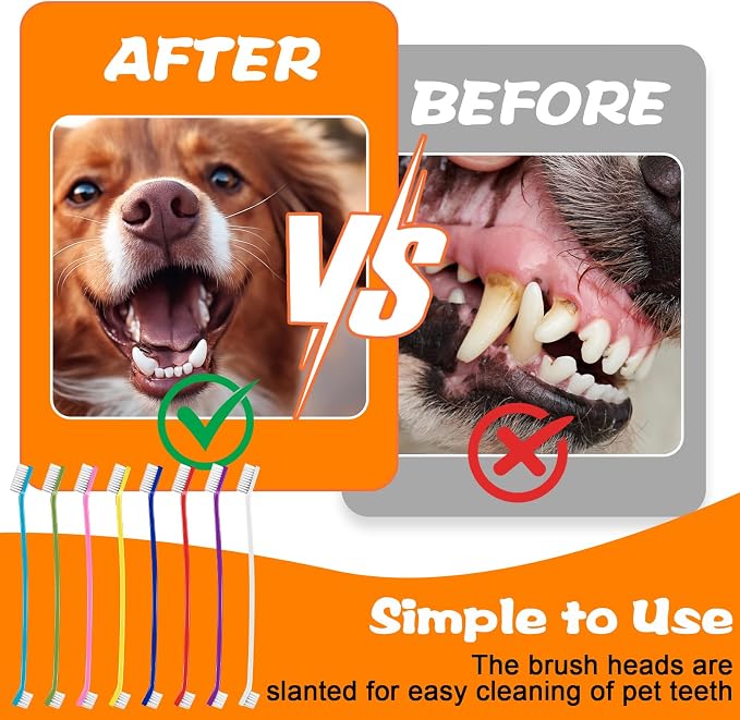 160Pcs Dual Head Dog Toothbrushes, Long Handle for Puppy Cat Dental Care