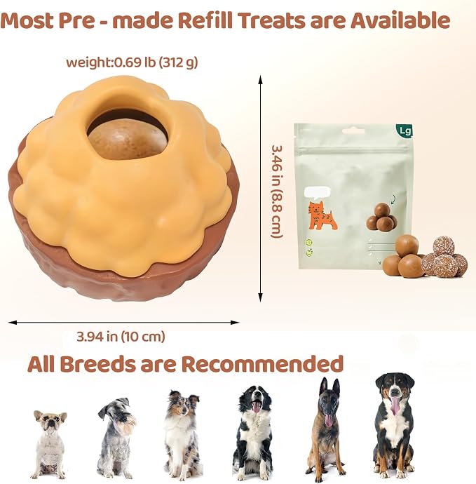 Dog Treat Dispensing Enrichment Toys for Aggressive Chewers to Keep Them Busy，Interactive Indestructible Frozen Treat Molds Toy for Small Large Pet Dogs (Treat Toy)