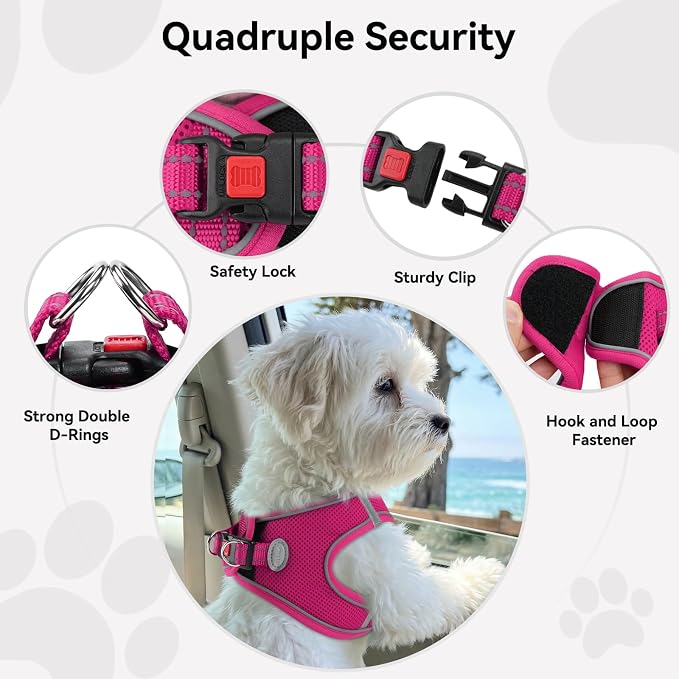 Joytale Step-in Dog Harness, Soft Breathable Mesh, Hot Pink XXS | Adjustable Fit for Small Dogs, Easy Step-in with Secure Fastener, Even Chest Pressure, Reflective For Night Safety, Washable