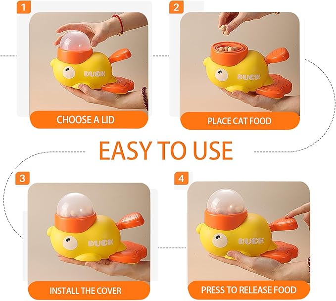 Cat & Small Dog Interactive Treat Dispenser Toy, 2-in-1 Duck Shaped Slow Feeder, Mentally Stimulating Puzzle Toy, Reduces Bloating Anti-Gulping for Indoor Pets