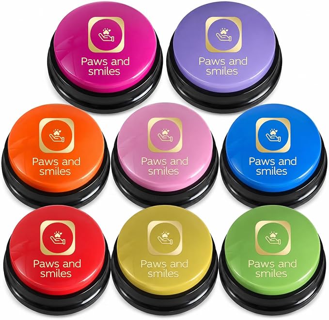 Paws and Smiles Dog Buttons for Communication, 8 Pack