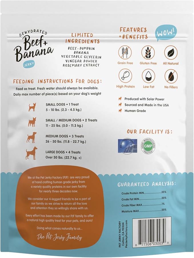 Pet Jerky Factory Beef and Banana Dog Jerky Treats - 12 oz