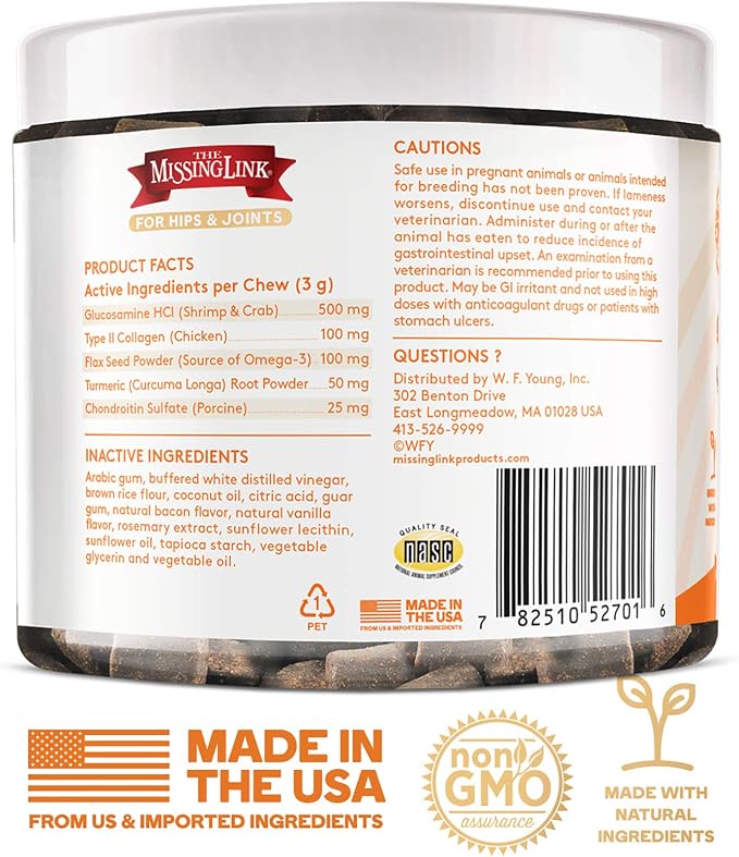The Missing Link Collagen Care Hip & Joint Supplement Chews, Dogs, 60 Count