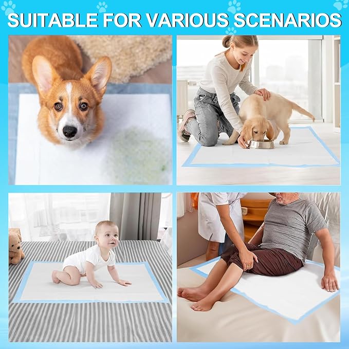 Pee Pads for Dogs 36"x48" 100 Count, Puppy Pads Extra Large, Disposable Thicken Pet Training Pads for Cats Doggie Rabbits, Incontinence Underpads Ultra Absorbent & Quick-Dry, Leakproof Potty Pads