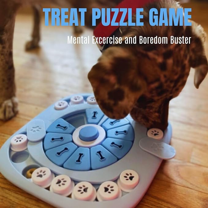 Dog Puzzle Toys Level 2, Dog Puzzles for Smart Dogs, Interactive Dog Treat Puzzles for Large Medium Small Dogs with Suqeaky Dog Button Design