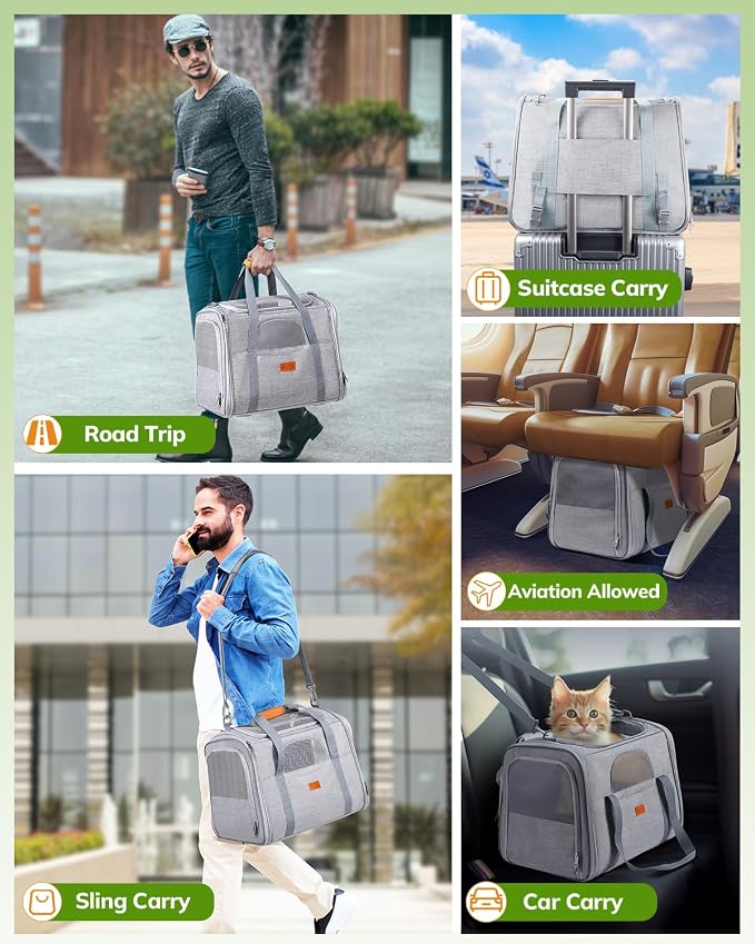 Morpilot Pet Travel Carrier Bag, Light Gray