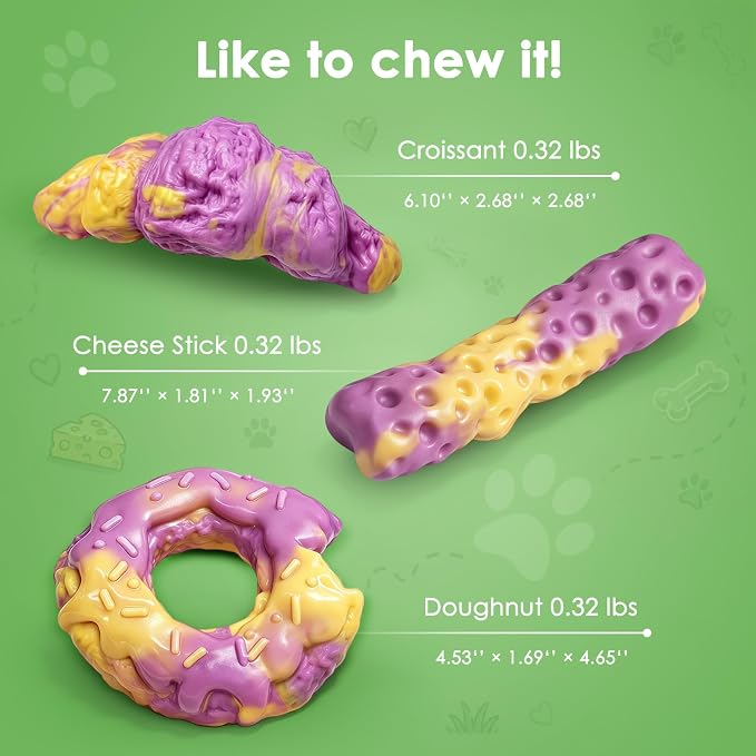 Fuufome Dog Toys for Aggressive Chewers: Dog Chew Toys for Medium Large Dog | Long Lasting Dog Chews | Tough Nylon Bone | Teeth Cleaning Care | Keep Dog Busy | Inevitable Milk Flavor | 3 Pack Set