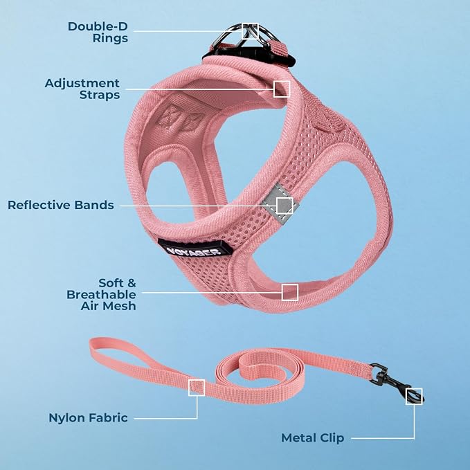 Voyager Step-in Pet Harness - All Weather Mesh, Adjustable Step in Harness for Cats and Dogs by Best Pet Supplies - 307S Pink, S
