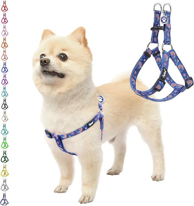 PUPTECK No Pull Dog Harness Small Sized Step-in Adjustable Puppy Vest | Soft Webbing Basic Halter with ID Tag for Outdoor Walking
