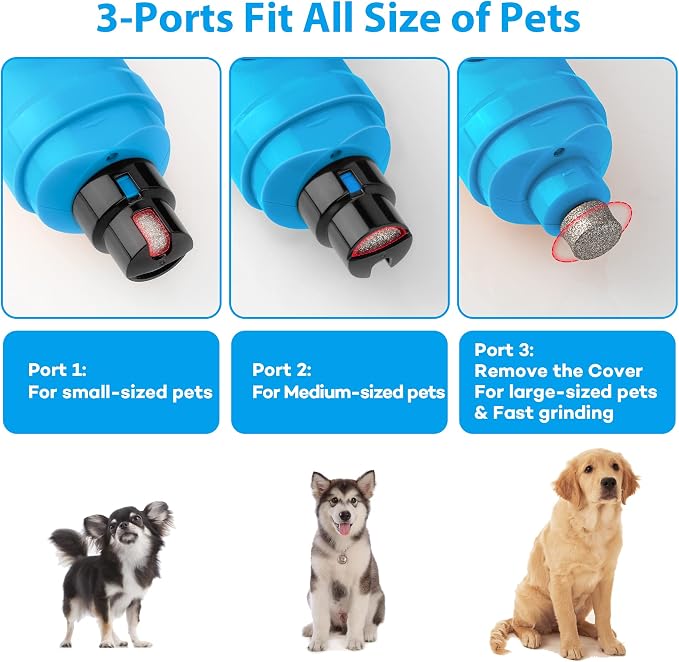 Casfuy New Version 2-Speed Dog Nail Grinder - Bright Blue