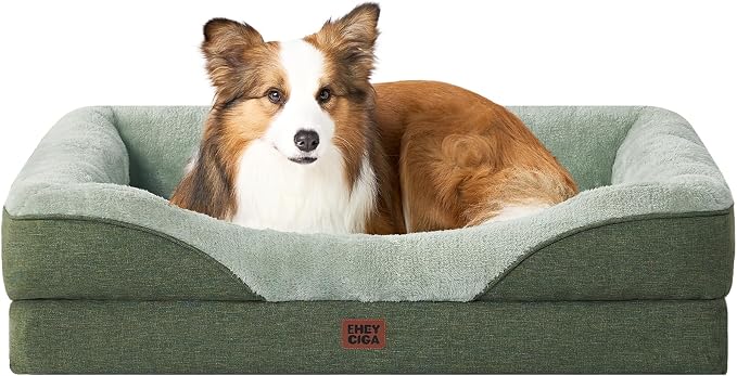 EHEYCIGA Orthopedic Memory Foam Dog Bed - Medium 35x22in, Green