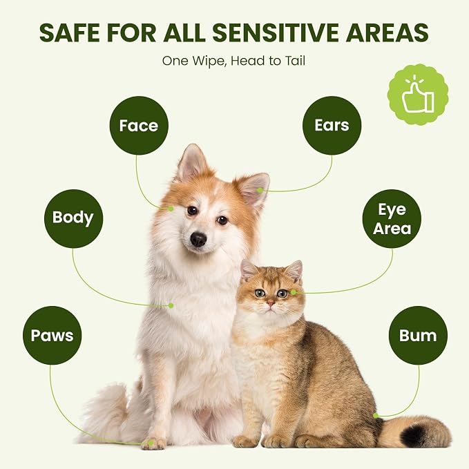Hypoallergenic Pet Wipes for Dogs & Cats, Coconut Scented, 100 Count