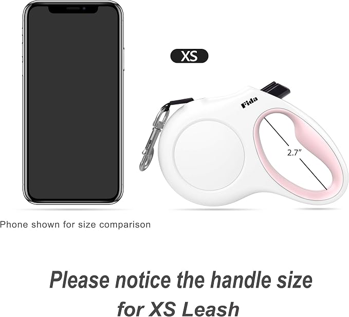 Fida Retractable Dog Leash with Dispenser and Poop Bags, 10 ft Pet Walking Leash for X-Small Dog or Cat up to 18 lbs, Anti-Slip Handle, Tangle Free, Reflective Nylon Tape (XS, White)
