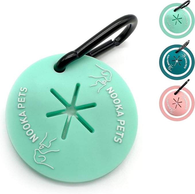 Silicone Dog Poop Bag Holder, Dog Poop Bag Carrier, Waste Bag Holder for Leash, Hand Free Holder, Poop Pal, Lightweight with Metal Carabiner Clip Included (Teal)
