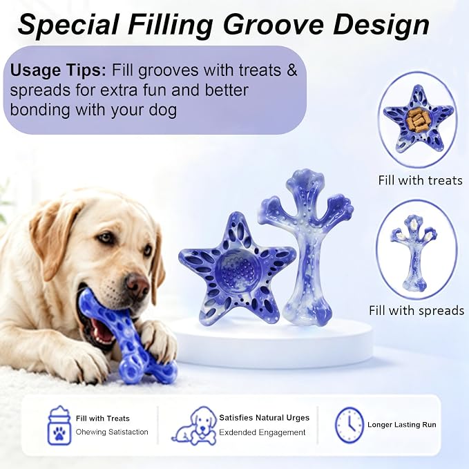 YINEYA Dog Toys for Aggressive Chewers, 3-Pack Tough Dog Chew Toys | Dog Teething Toy for Medium Large to Keep Them Busy, Indestructible Dog Toy Long Lasting, Purple, Beef Flavor