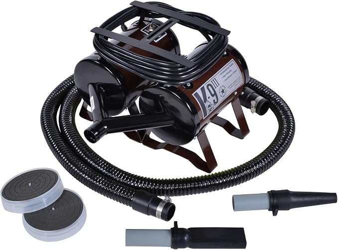 Electric Cleaner Company K9 III Dog Blow Dryer - High Power Grooming Dryer, Heavy Duty, 10' Hose, Deshedding, Brown