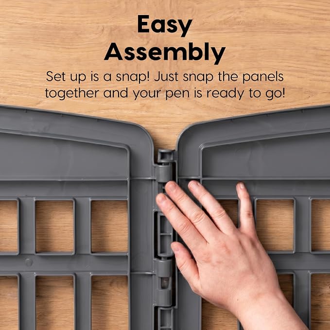 IRIS USA 24" Dog Playpen 6-Panel Pet Exercise Pen with Door Gate 61x61x24 Puppy Play Pen Indoor Outdoor Plastic Heavy Duty Foldable Portable Pet Fence for Small Medium Dogs Puppies Multiple Pets Gray