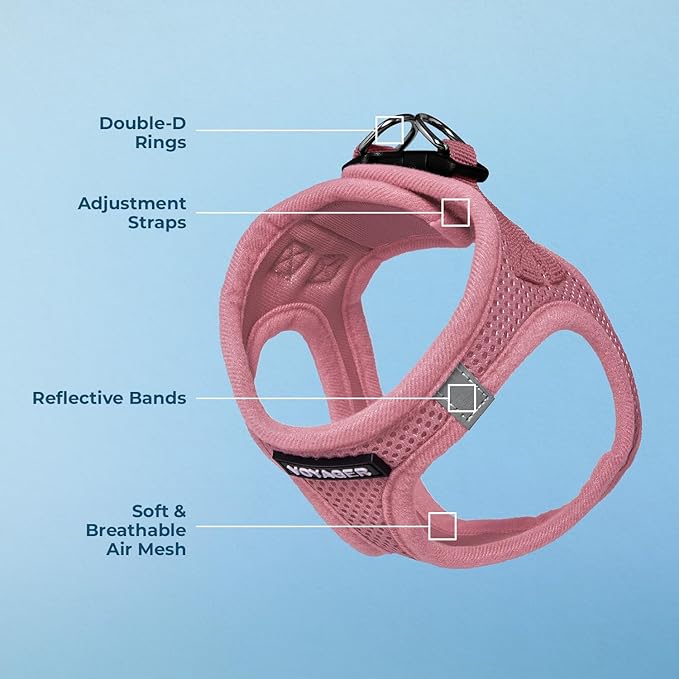 Voyager Step-in Air Dog Vest Harness - Pink, X-Large | 20.5 - 23" in Chest, Reflective Bands, All Weather Breathable Air Mesh, Cats Compatible, Lightweight, Fast Drying