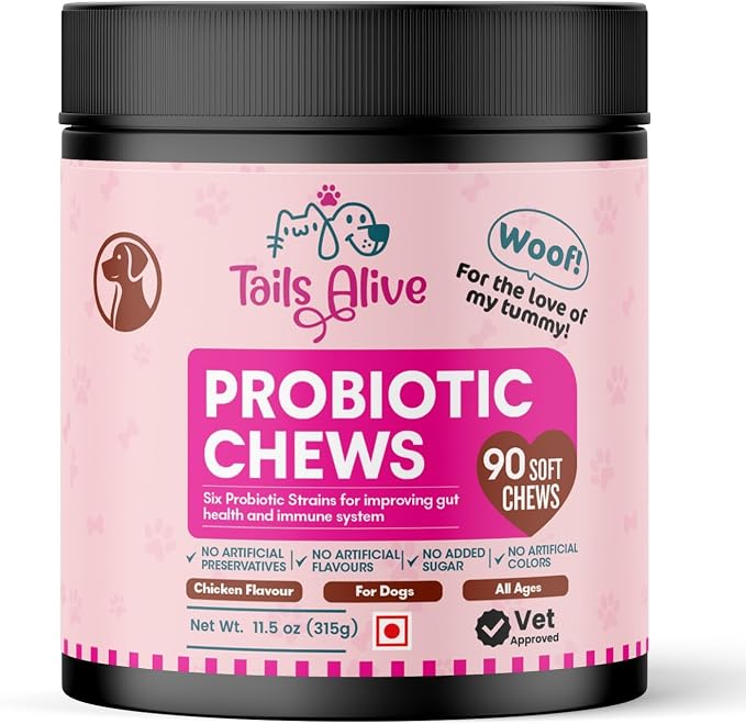 Probiotic Soft Chews Supplement for Dogs | Six Probiotic Strains for Gut Health & Digestion | Chicken Flavor | Supports Immune Function | 90 Soft Chews