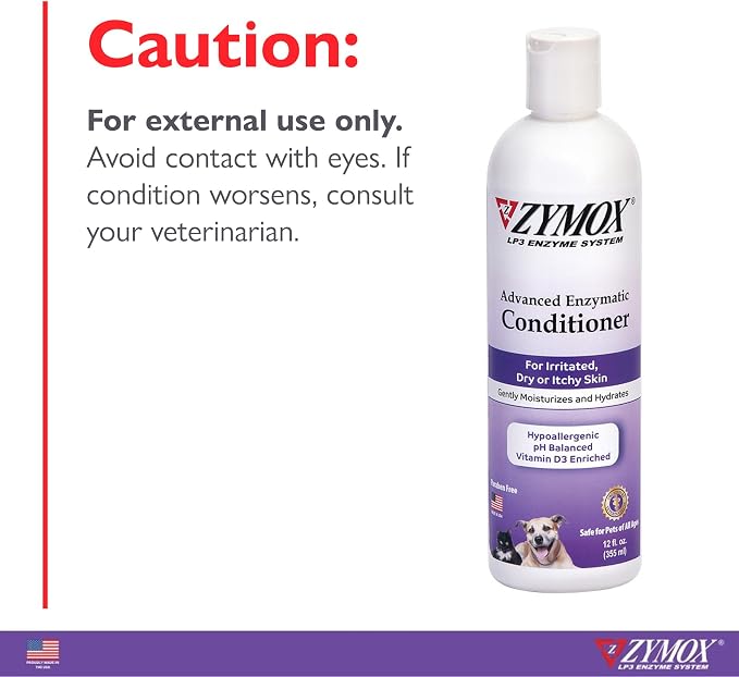 ZYMOX Advanced Enzymatic Leave-On Conditioner, 12oz. – for Pets & Animals of All Ages: Conditions, Detangles, Soothes, & Moisturizers Skin & Coat