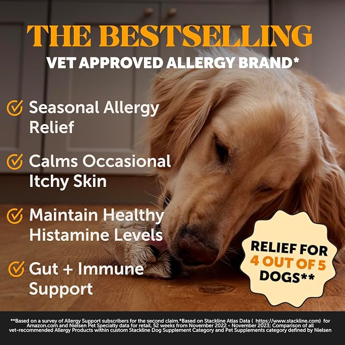 Dog Allergy Relief Chews for Itchy Skin + Immune Support - Omega 3 Fish Oil, Probiotics, Turmeric + Zinc - Anti Itch Supplement for Paw Licking, Seasonal Allergies + Dry Skin (Salmon, 90 Ct)