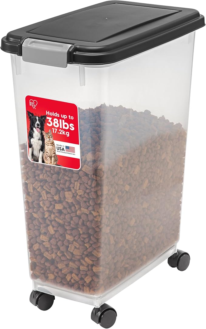 IRIS USA Dog Food Storage Container, Up to 38 lbs, Black
