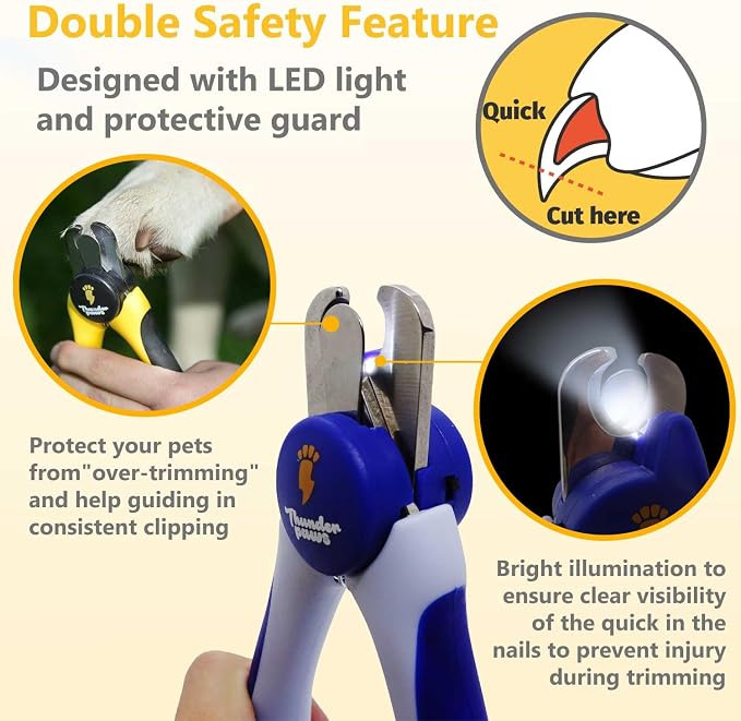 LED Dog Nail Clippers with Protective Guard - Blue