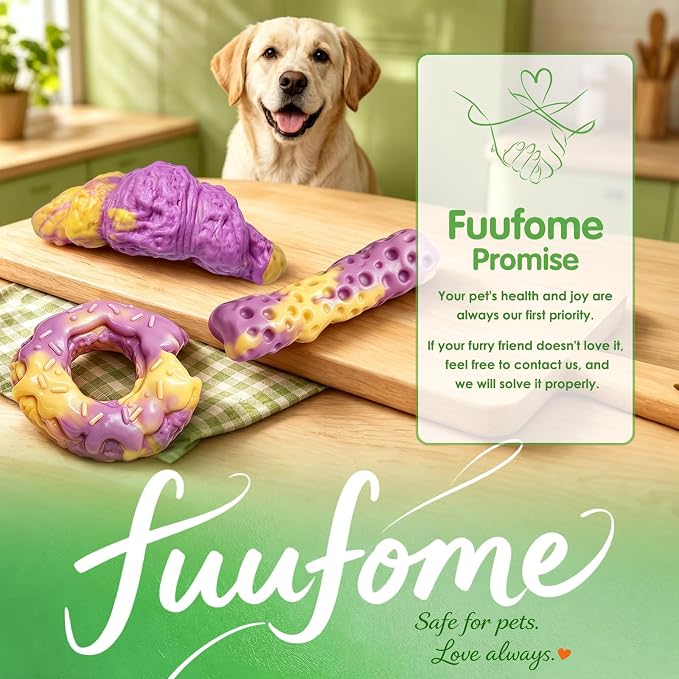 Fuufome Dog Toys for Aggressive Chewers: Dog Chew Toys for Medium Large Dog | Long Lasting Dog Chews | Tough Nylon Bone | Teeth Cleaning Care | Keep Dog Busy | Inevitable Milk Flavor | 3 Pack Set