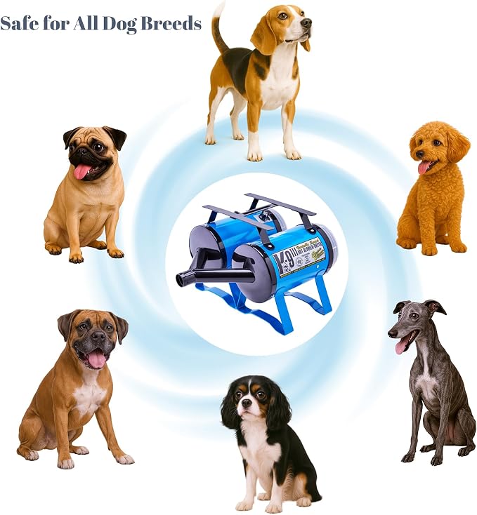 Electric Cleaner Company ECC K-9 III Variable Speed Dog Dryer - High Velocity Blow Dryer for Pets, Metallic Blue