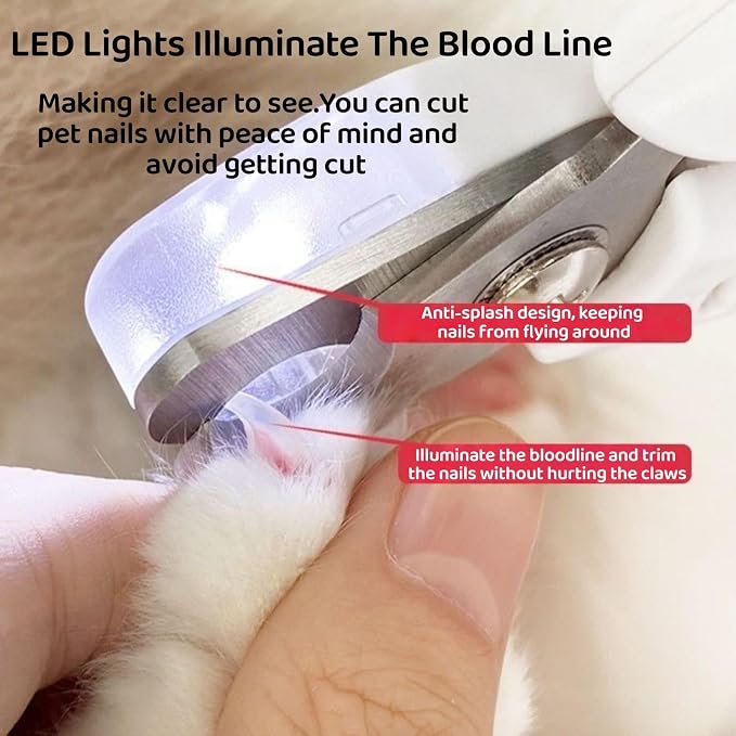 Quiet 2-in-1 Dog & Cat Nail Clippers & Grinder with LED, White