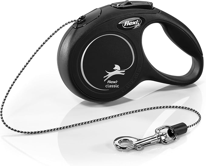 FLEXI® Classic XS Cord Retractable Cat Leash, 3-Finger Grip, 10 ft - Black | German engineered, original flexi leash, durable quality for cats up to 18 lbs, tangle-free, walking, reliable brake system