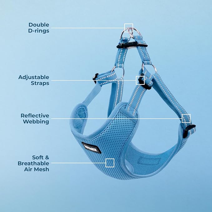 Voyager Step-in Flex Adjustable Dog Harness - Baby Blue, X-Large | 23 - 28" in Chest, Fully Adjustable, Reflective Bands, All Weather Breathable Air Mesh, Lightweight, Fast Drying