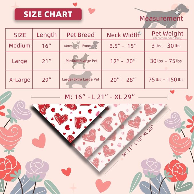 Valentine’s Day Dog Bandanas, Medium, Small