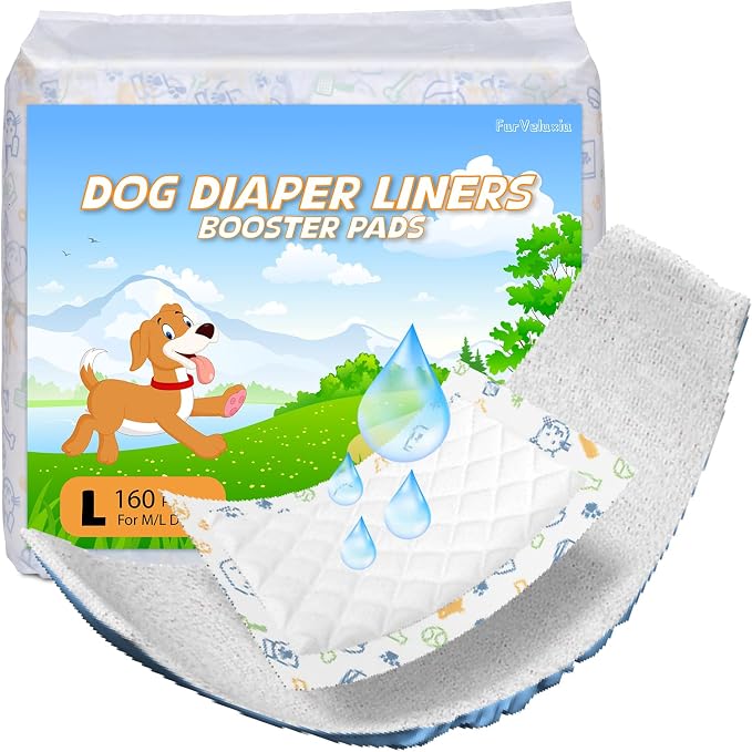 Dog Diaper Liners 160ct, Disposable Dog Diaper Pads Liner Female and Male Super Absorbent Doggie Period Diaper Inserts fit Most Puppy Diapers,Belly Band(Long)