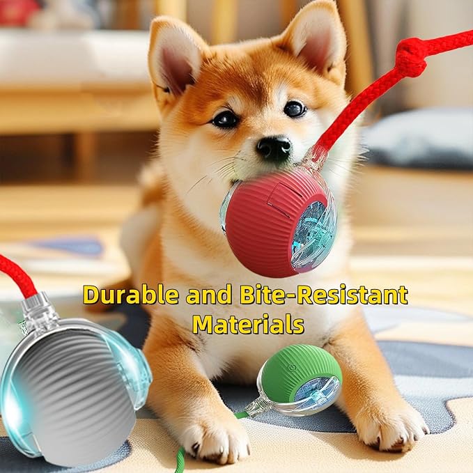 Interactive Dog Cat Toy Ball, Automatic Moving Bouncing Rolling, with Replacement Tail, Pet Smart Chase Ball Rechargeable, Enrichment Toys for Bored Indoor Adult Cats/Dogs (Grey)