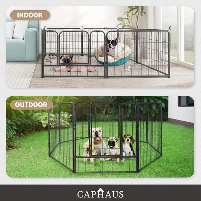 CAPHAUS Foldable Pet Playpen with Door - Multi-Size (24/32/40in)