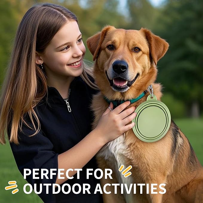 Collapsible Dog Bowls, 2 Pack, Macaron Pink & Green